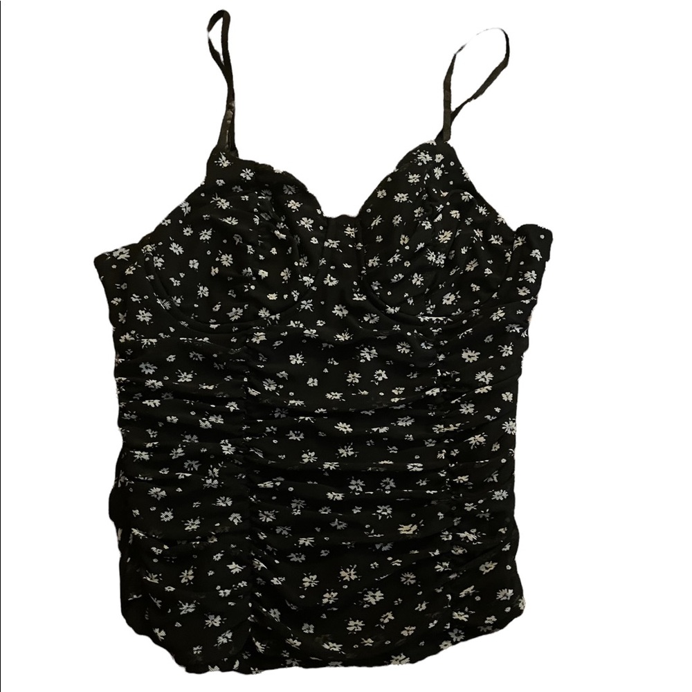 cute black flowery tank top